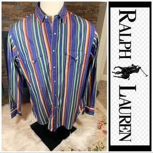 XL Ralph Lauren Pearl snap button down dress shirt